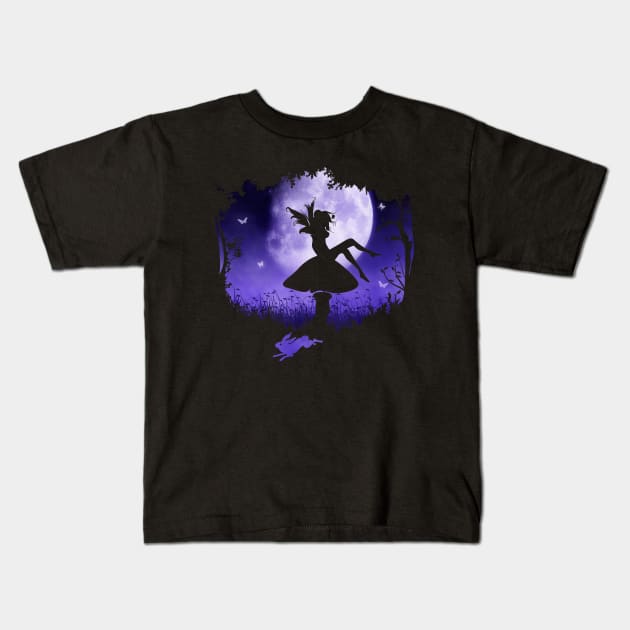 fairy in the moonlight Kids T-Shirt by Ancello